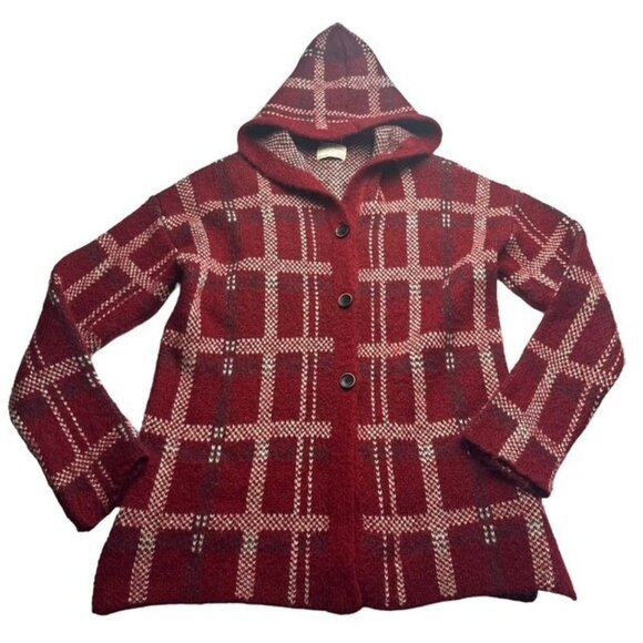 Zara Other - Zara Girls Winter Collection Knitwear Plaid Button Front Hooded Cardigan Size 13